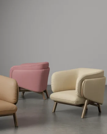 Premium soft upholstery fabric used on contemporary pastel accent lounge chairs from Atlantis collection