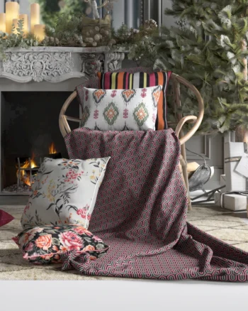 Designer fabric patterns with cushions and textures in luxury décor setup – Bellachaio fabric collection