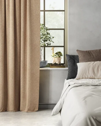 Elegant textured curtain fabric in neutral tones for modern interiors – Aartex Bocukley collection